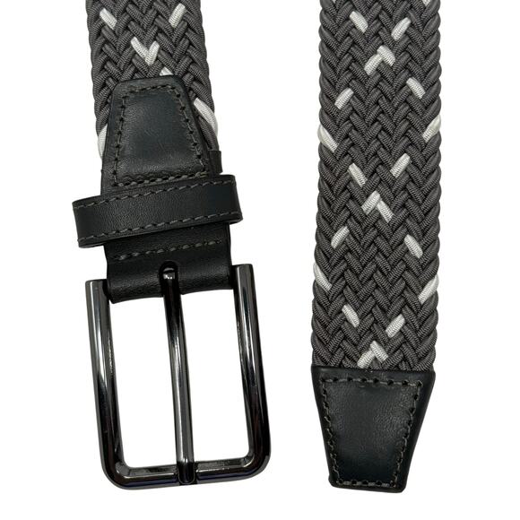 Johnston & Murphy J&M 75‑7880 Men’s 38 Gray/White Woven Stretch Knit Belt - Picture 1 of 6